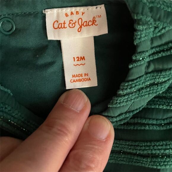 ❤️ Cat & Jack Green Christmas Dress Size 12 Months - Picture 5 of 5